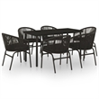 Afuera Living Powder-Coated Steel/PVC Rattan Garden Dining Set in Black