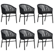 Afuera Living Powder-Coated Steel/PVC Rattan Garden Dining Set in Black