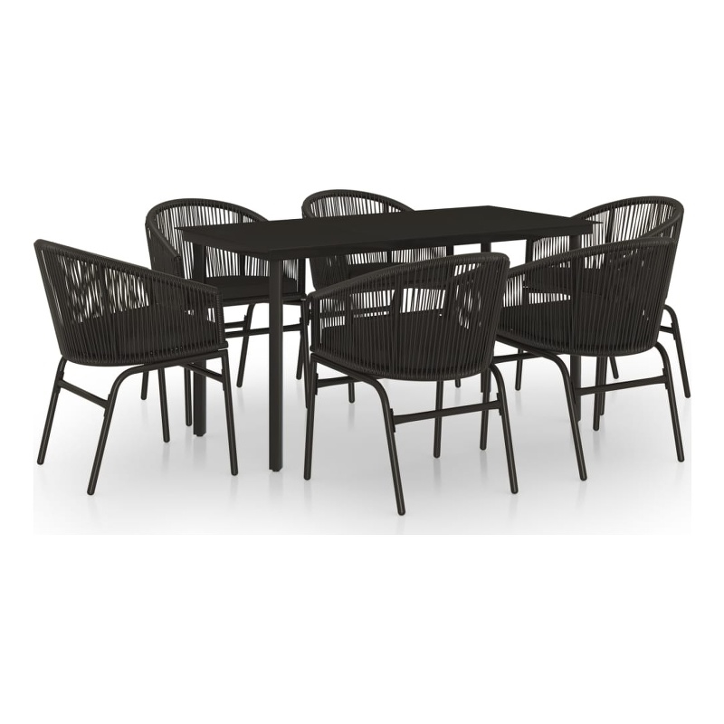 Afuera Living Powder-Coated Steel/PVC Rattan Garden Dining Set in Black