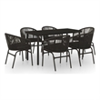 Afuera Living Powder-Coated Steel/PVC Rattan Garden Dining Set in Black