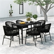 Afuera Living Powder-Coated Steel/PVC Rattan Garden Dining Set in Black