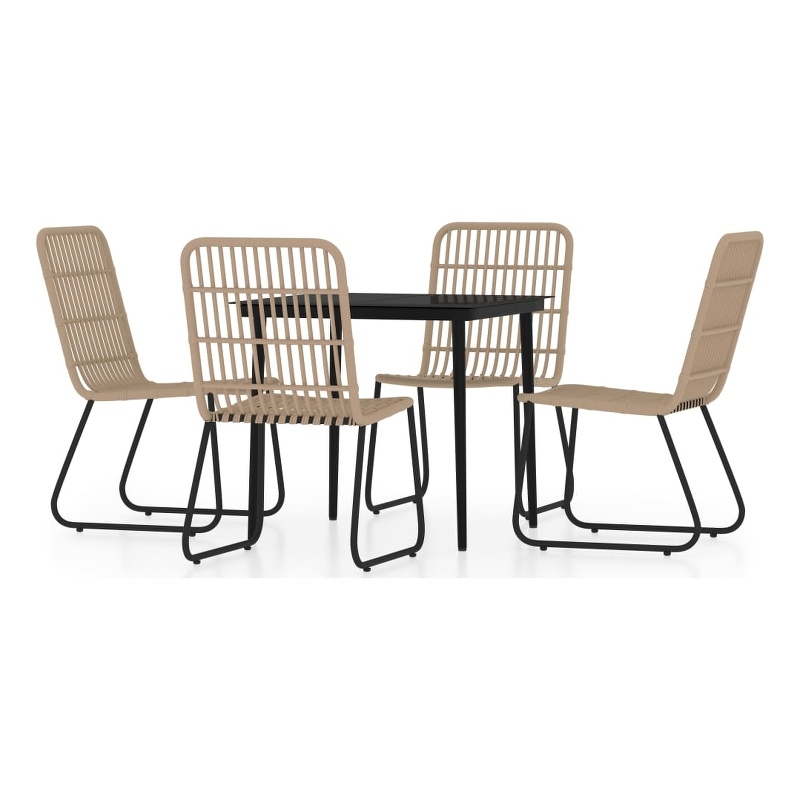 Afuera Living PE Rattan and Powder-Coated Steel Dining Set in Oak/Black