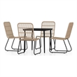 Afuera Living PE Rattan and Powder-Coated Steel Dining Set in Oak/Black