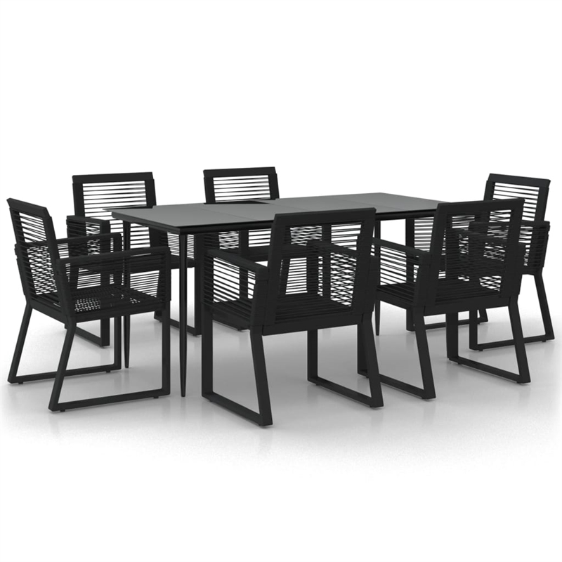 Afuera Living PVC Rattan 7 Piece Set Durable Garden Dining Set in Black
