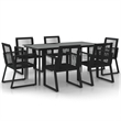 Afuera Living PVC Rattan 7 Piece Set Durable Garden Dining Set in Black