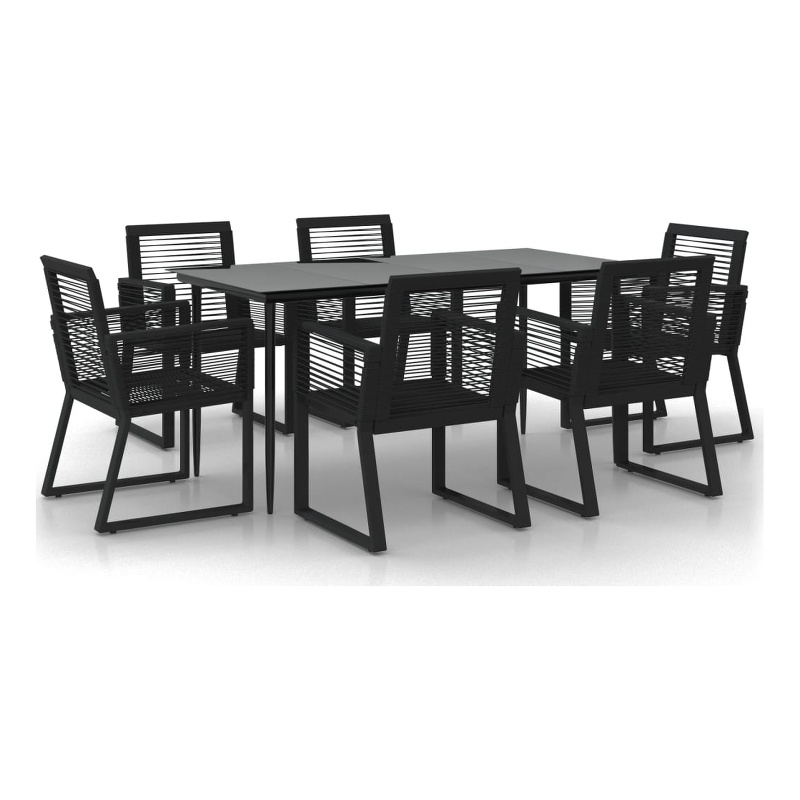 Afuera Living PVC Rattan 7 Piece Set Durable Garden Dining Set in Black