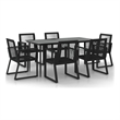 Afuera Living PVC Rattan 7 Piece Set Durable Garden Dining Set in Black