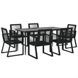 Afuera Living PVC Rattan 7 Piece Set Durable Garden Dining Set in Black