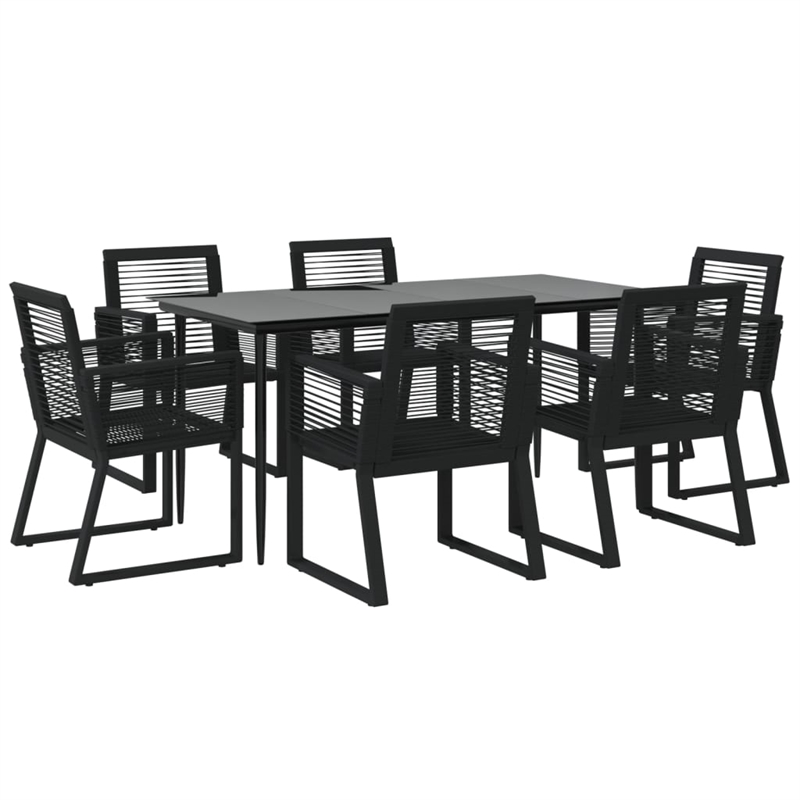 Afuera Living PVC Rattan 7 Piece Set Durable Garden Dining Set in Black