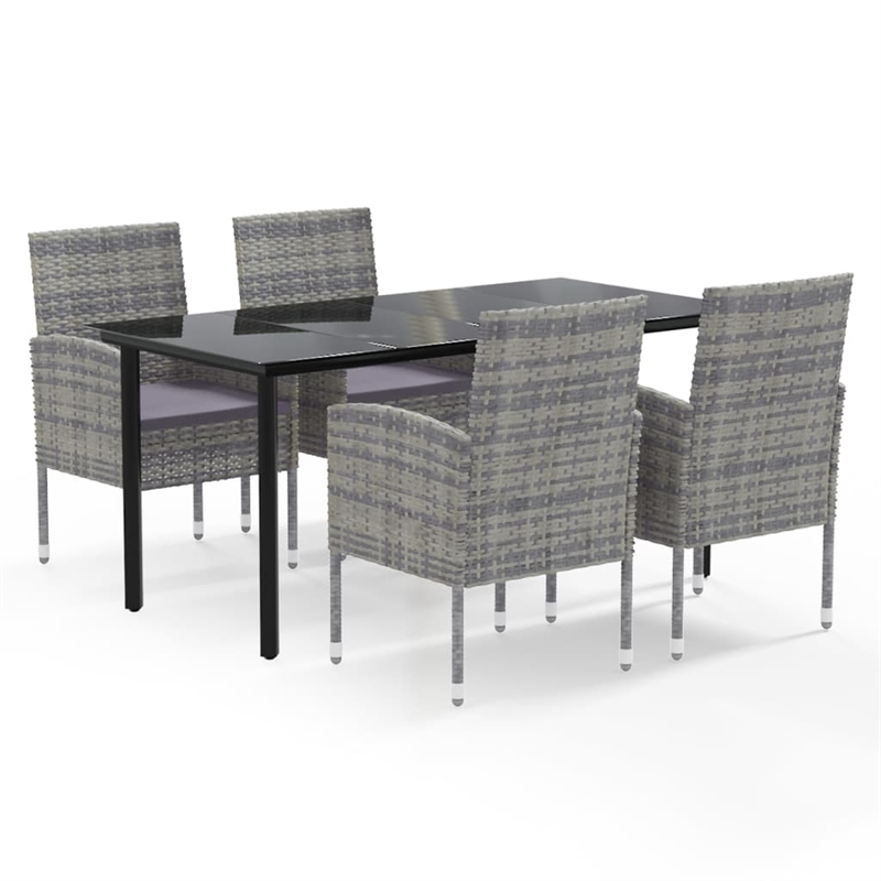 Afuera Living Poly Rattan Large Garden Dining Set in Anthracite/Gray