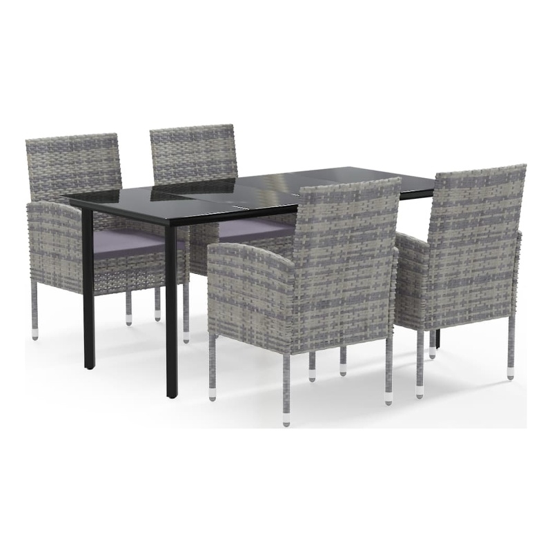 Afuera Living Poly Rattan Large Garden Dining Set in Anthracite/Gray