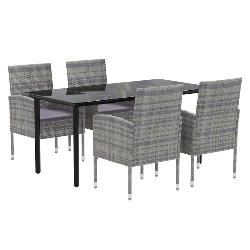 Afuera Living Poly Rattan Large Garden Dining Set in Anthracite/Gray