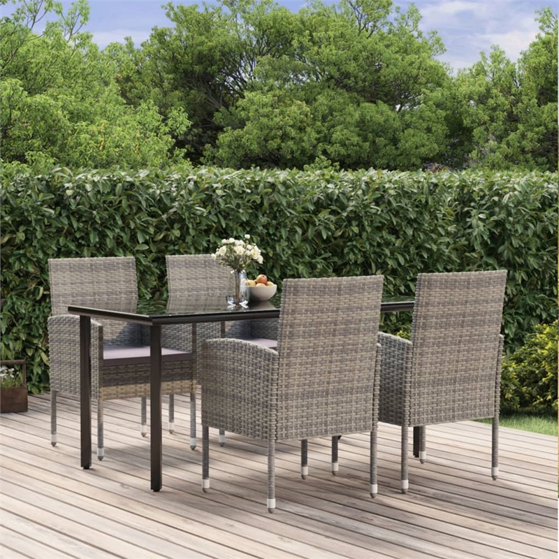 Afuera Living Poly Rattan Large Garden Dining Set in Anthracite/Gray
