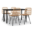 Afuera Living 5 Seat Poly Rattan Standard Garden Dining Set in Black