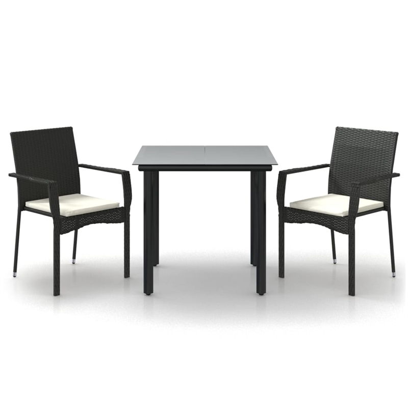 Afuera Living Poly Rattan Regular Modular Garden Dining Set in Black