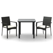 Afuera Living Poly Rattan Regular Modular Garden Dining Set in Black