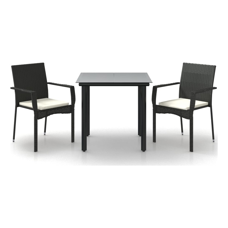 Afuera Living Poly Rattan Regular Modular Garden Dining Set in Black
