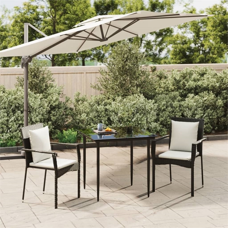 Afuera Living Poly Rattan Regular Modular Garden Dining Set in Black