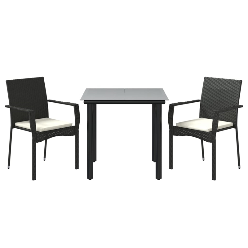 Afuera Living Poly Rattan Regular Modular Garden Dining Set in Black