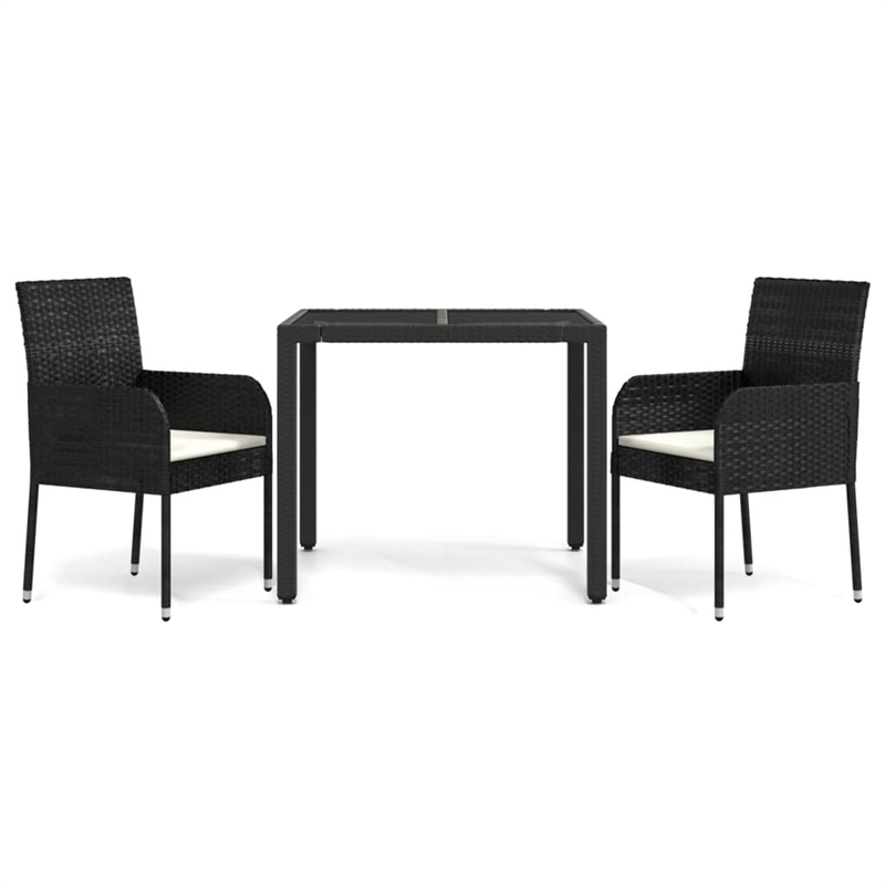 Afuera Living Poly Rattan Regular Modular Garden Dining Set in Black