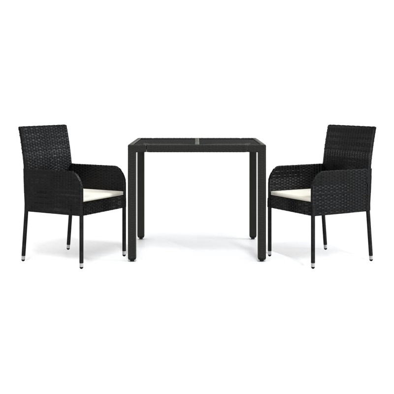 Afuera Living Poly Rattan Regular Modular Garden Dining Set in Black