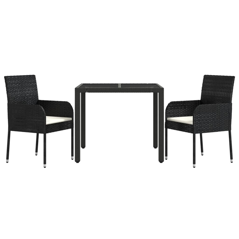 Afuera Living Poly Rattan Regular Modular Garden Dining Set in Black