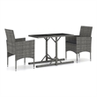Afuera Living Poly Rattan Medium Ergonomic Garden Dining Set in Gray