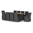 Afuera Living Outdoor Dining Set Poly Rattan in Black/Acacia Natural