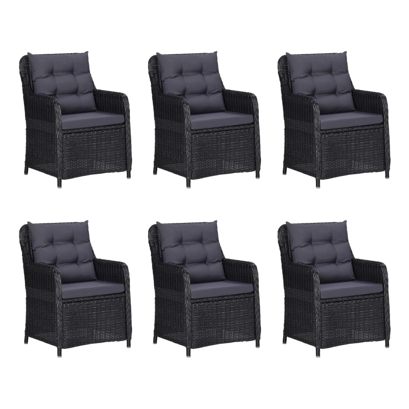 Afuera Living Dining Set in Black PE Rattan 7 Piece Removable Covers