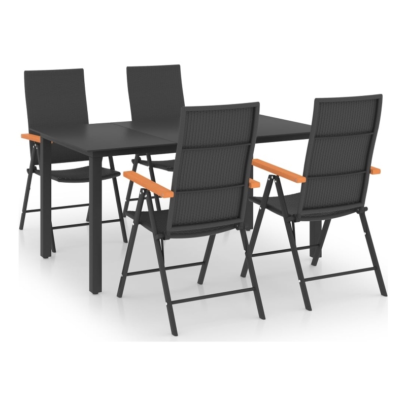 Afuera Living PE Rattan/Aluminum/WPC Large Dining Set in Black/Brown