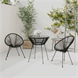 Afuera Living Round PVC Rattan Decorative Inlays Dining Set in Black