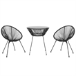 Afuera Living Round PVC Rattan Decorative Inlays Dining Set in Black