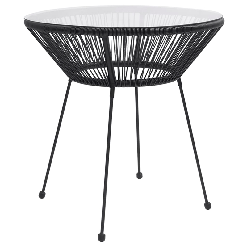 Afuera Living Round PVC Rattan Decorative Inlays Dining Set in Black