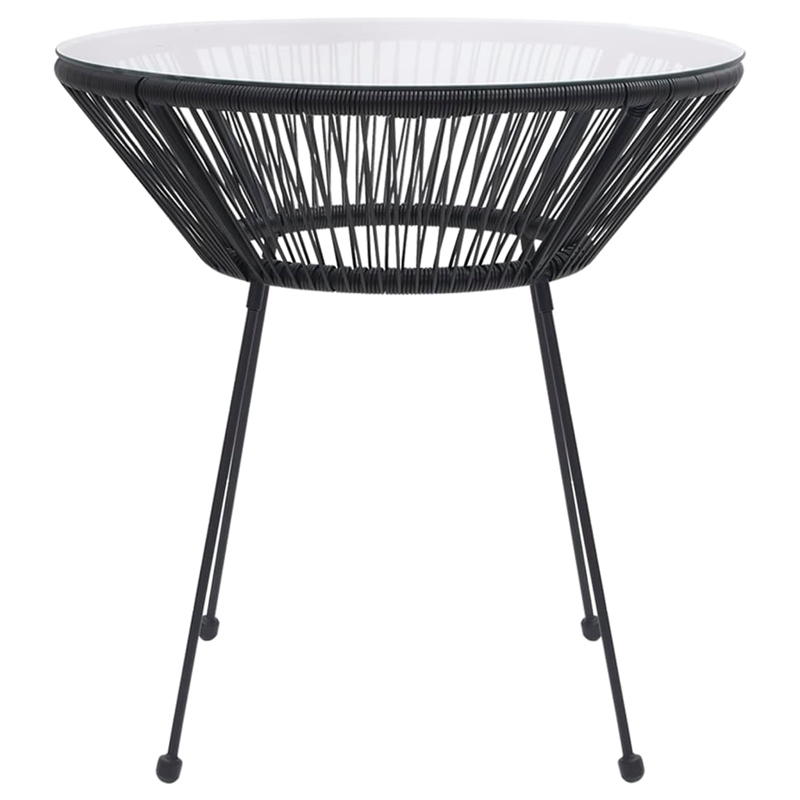 Afuera Living Round PVC Rattan Decorative Inlays Dining Set in Black