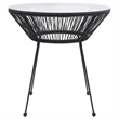 Afuera Living Round PVC Rattan Decorative Inlays Dining Set in Black