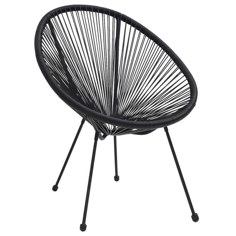 Afuera Living Round PVC Rattan Decorative Inlays Dining Set in Black