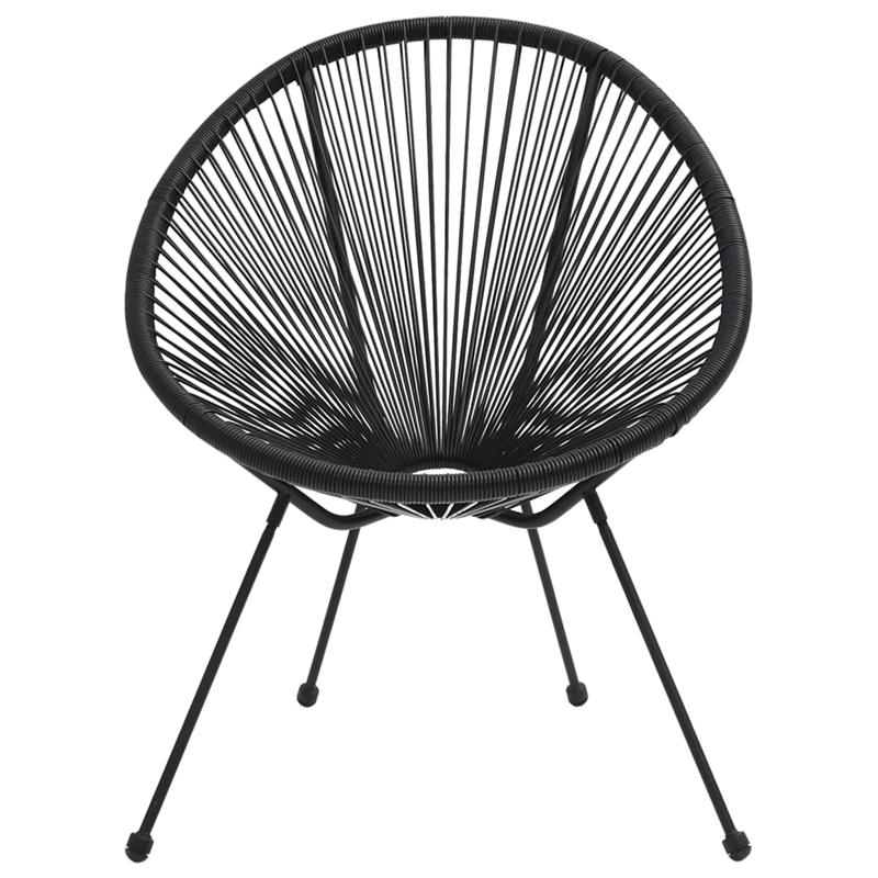 Afuera Living Round PVC Rattan Decorative Inlays Dining Set in Black