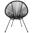 Afuera Living Round PVC Rattan Decorative Inlays Dining Set in Black