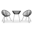 Afuera Living Round PVC Rattan Decorative Inlays Dining Set in Black