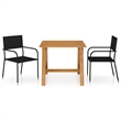 Afuera Living Solid Acacia Wood Medium Stackable Dining Set in Black