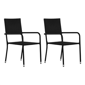 Afuera Living Solid Acacia Wood Medium Stackable Dining Set in Black