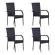 Afuera Living Solid Acacia Wood Medium Stackable Dining Set in Black
