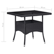 Afuera Living Garden Dining Set in Black Rattan/Steel/Glass/Polyester Fabric