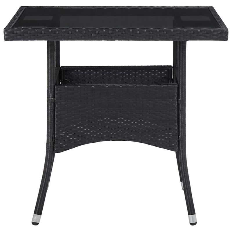 Afuera Living Garden Dining Set in Black Rattan/Steel/Glass/Polyester Fabric