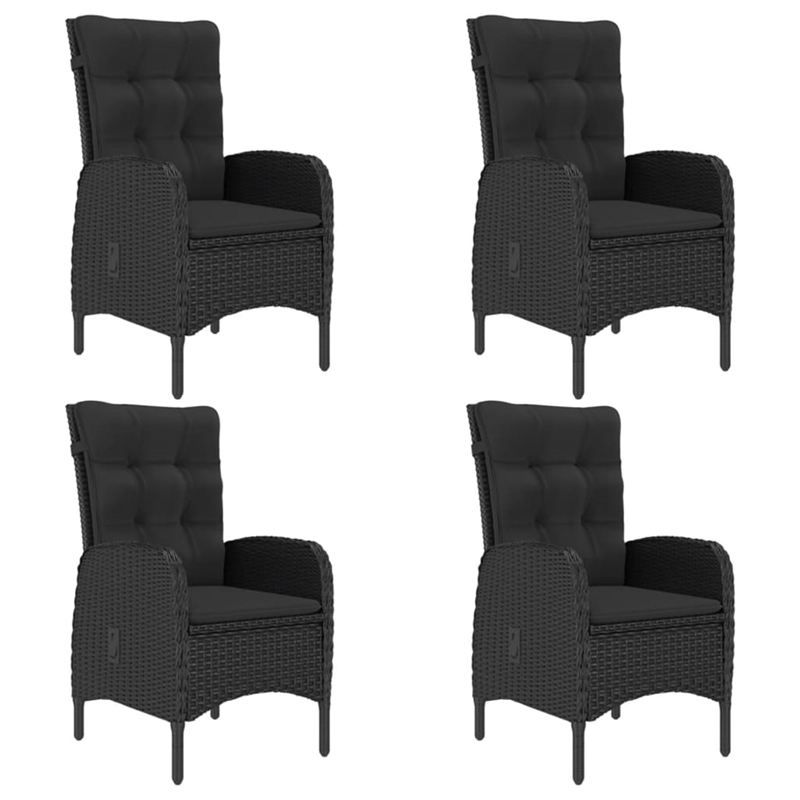 Afuera Living Garden Dining Set in Black Rattan/Steel/Glass/Polyester Fabric