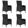 Afuera Living Garden Dining Set in Black Rattan/Steel/Glass/Polyester Fabric