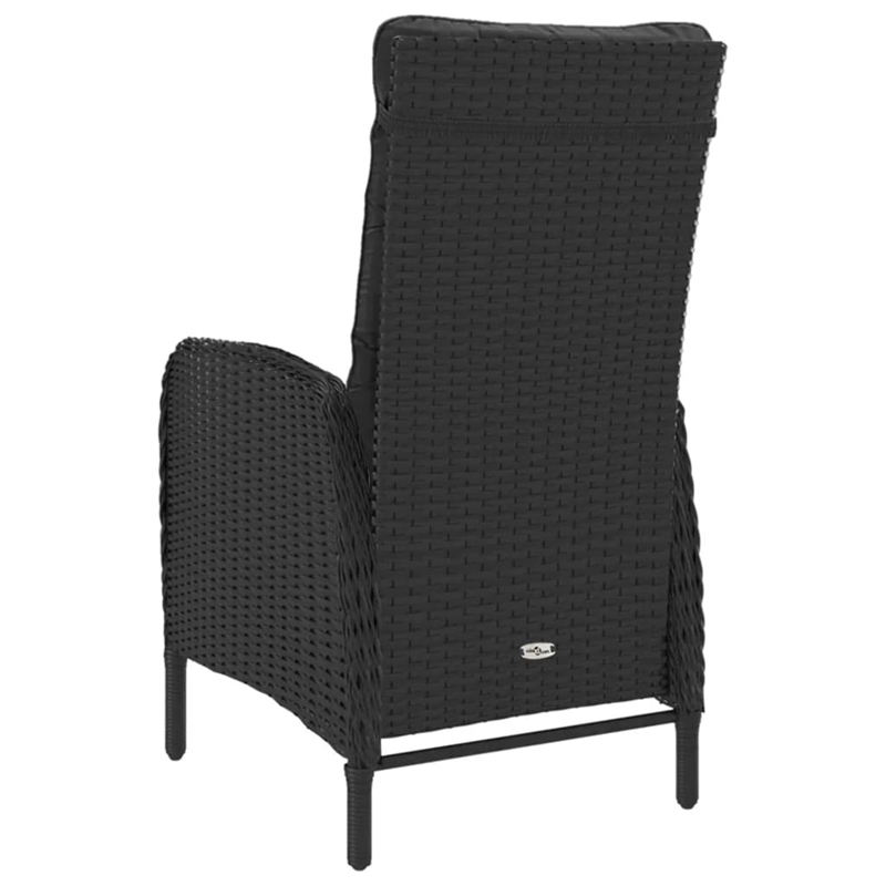 Afuera Living Garden Dining Set in Black Rattan/Steel/Glass/Polyester Fabric