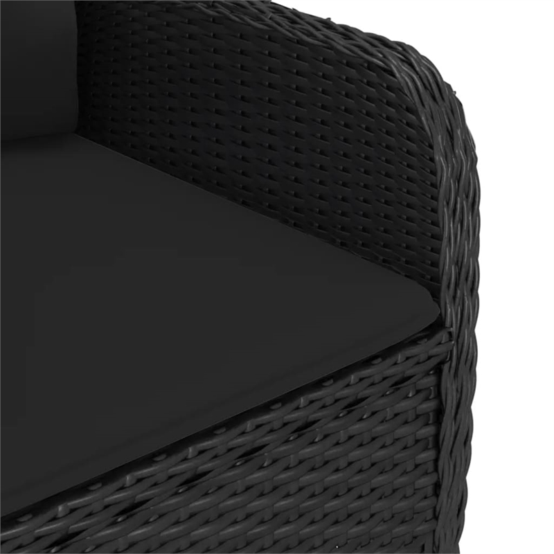 Afuera Living Garden Dining Set in Black Rattan/Steel/Glass/Polyester Fabric