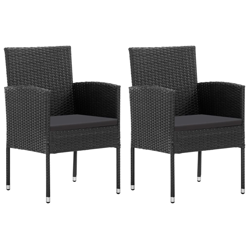 Afuera Living Garden Dining Set in Black Rattan/Steel/Glass/Polyester Medium
