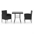 Afuera Living Garden Dining Set in Black Rattan/Steel/Glass/Polyester Medium